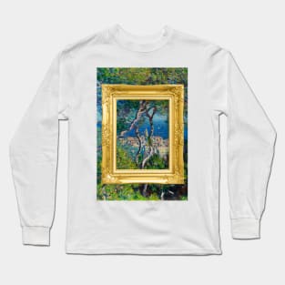 PANTONE MONET -  Gold Frame portrait Bordighera (1884) by Claude Monet Long Sleeve T-Shirt